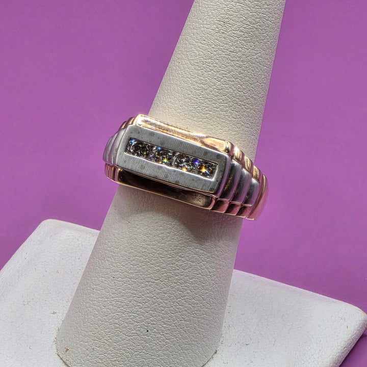 14K Gold & Pave Diamond Bold Geometric Ring