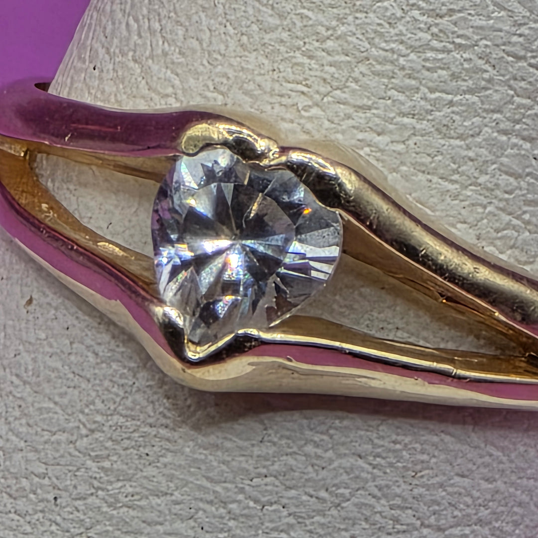 Elegant 14K Gold & Quartz Heart Diamond Love Ring