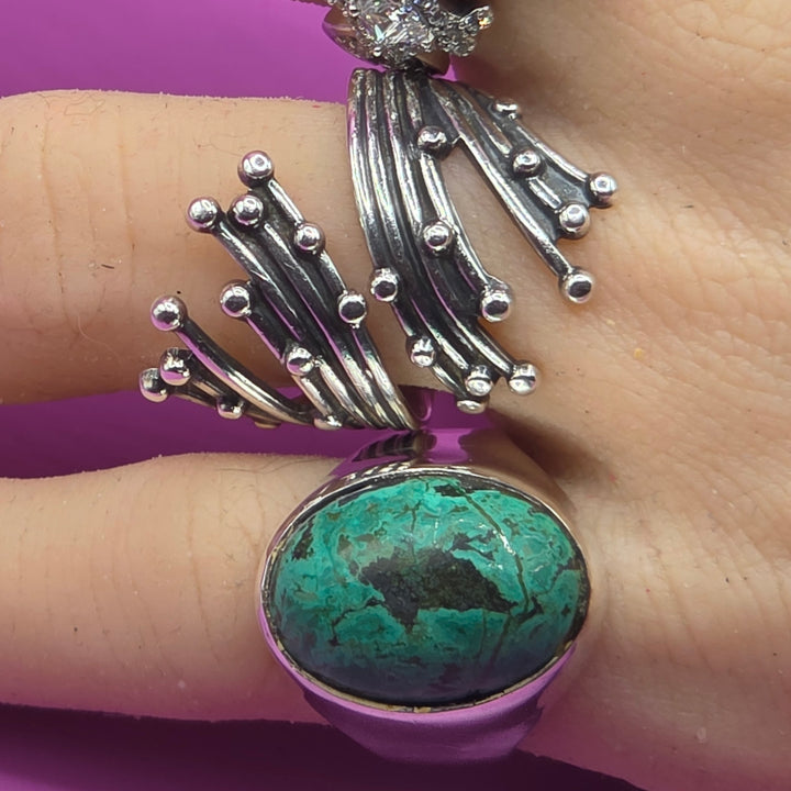 Sterling Silver Beaded Wrap or "Firework" Bypass Ring