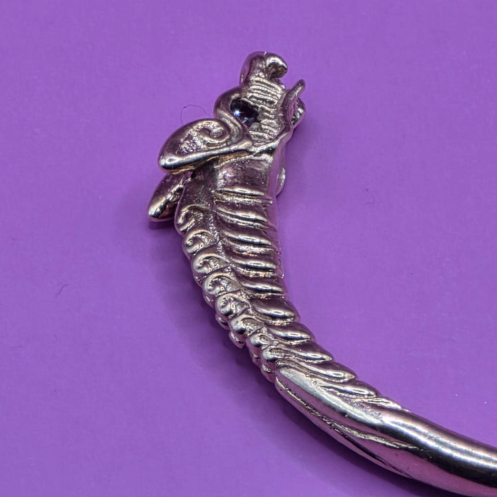 10K Gold & Garnet Double Dragon Head Bangle Bracelet