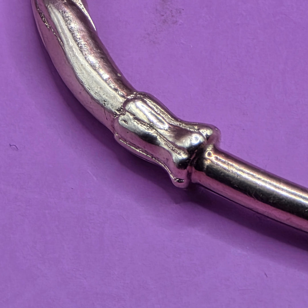 10K Gold & Garnet Double Dragon Head Bangle Bracelet