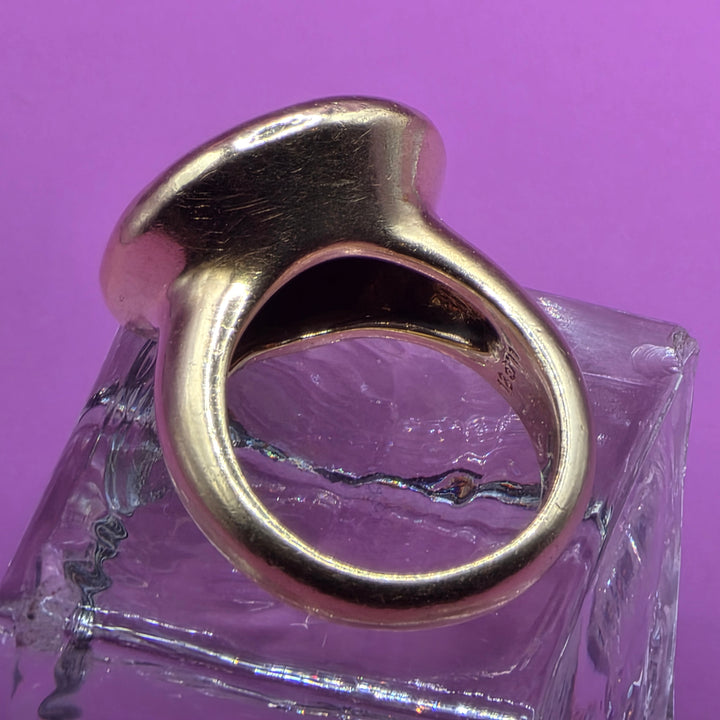 Authentic Lent 18K Gold & Diamond Smiling Moon Face Ring