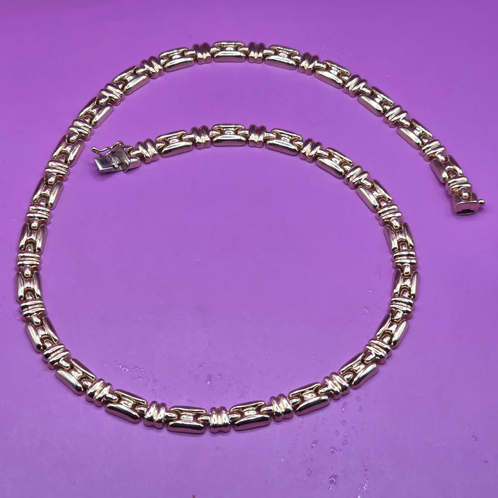 14K Gold Chunky Stutter Link Necklace