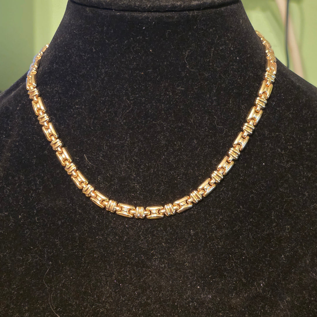 14K Gold Chunky Stutter Link Necklace