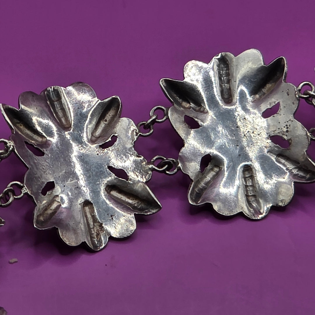 Mid-Century Modern Taxco Sterling Silver Cabochon Amethyst Statement Bracelet