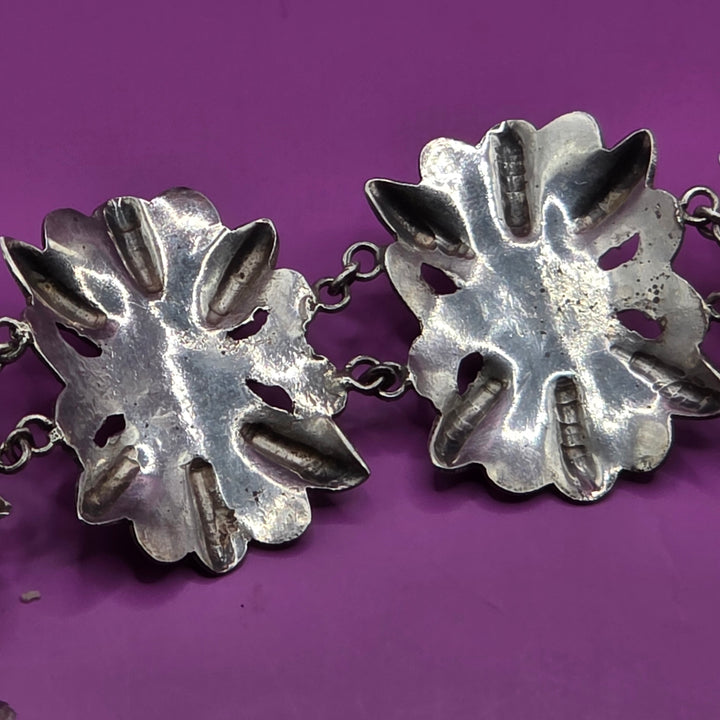 Mid-Century Modern Taxco Sterling Silver Cabochon Amethyst Statement Bracelet