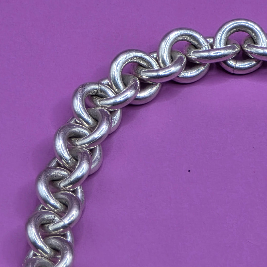 Sterling Silver Traditional Chain Link Toggle Catch Necklace