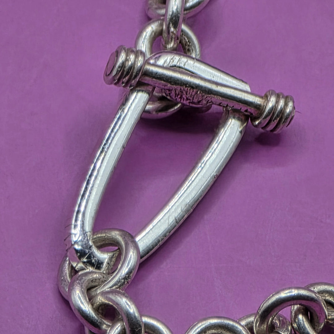 Sterling Silver Traditional Chain Link Toggle Catch Necklace