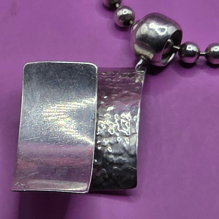 Sterling Silver Modernist Panel Pendant Necklace