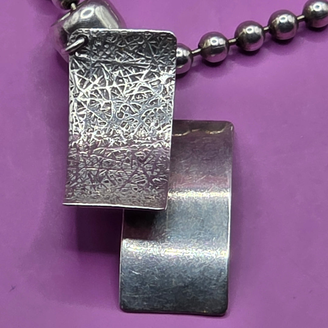 Sterling Silver Modernist Panel Pendant Necklace