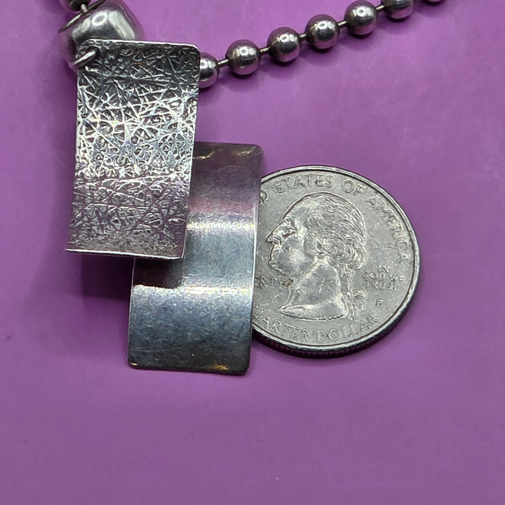 Sterling Silver Modernist Panel Pendant Necklace