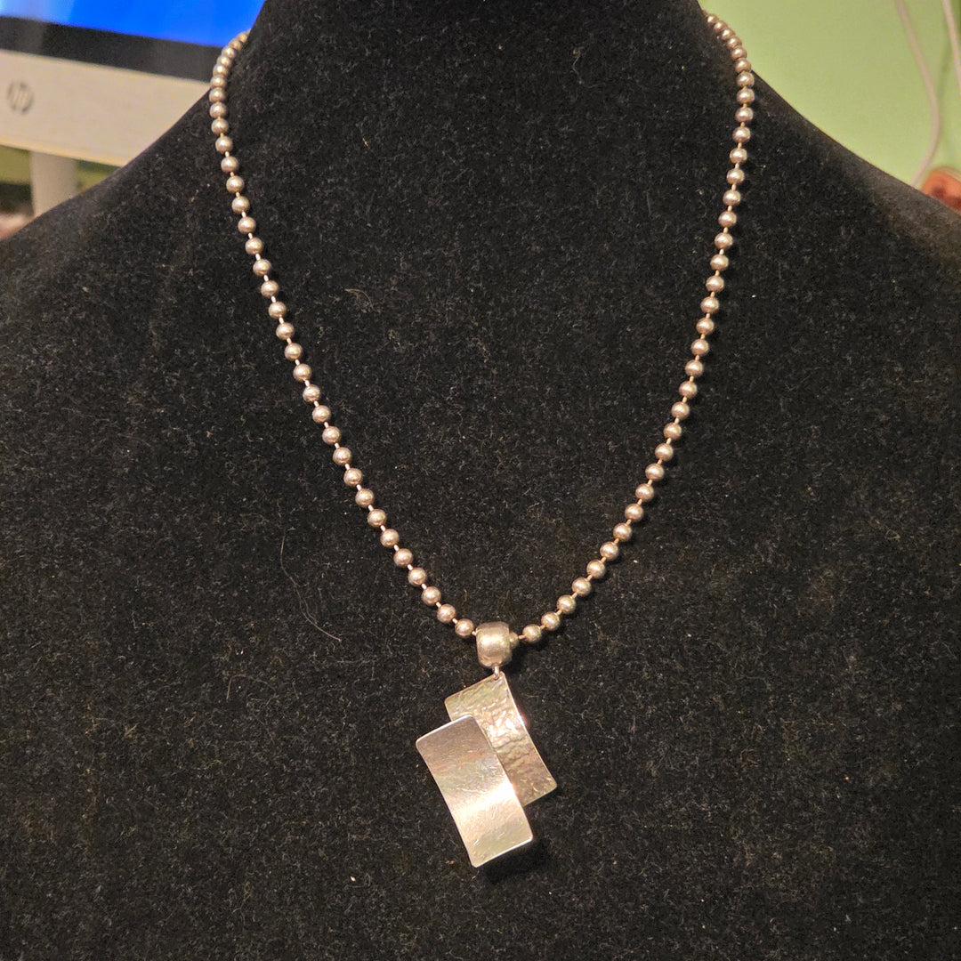 Sterling Silver Modernist Panel Pendant Necklace