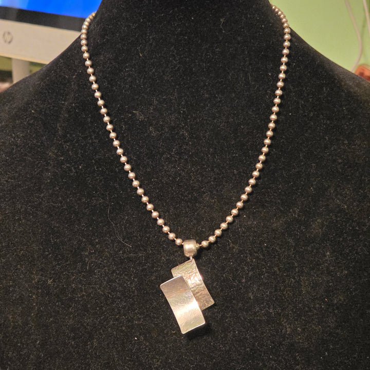 Sterling Silver Modernist Panel Pendant Necklace