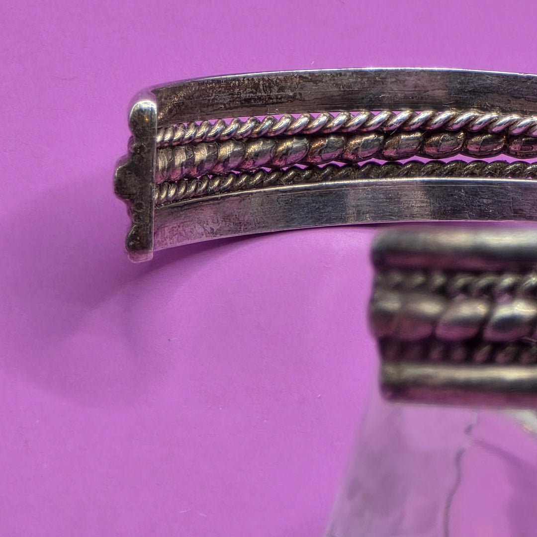 Elegant Sterling Silver Twisted Ropes Cuff Bracelet