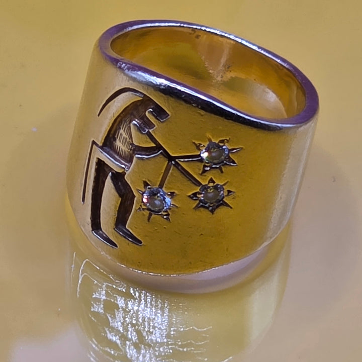 18K Gold & Diamond Kokopelli Wide Band Statement Ring