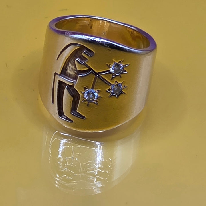 18K Gold & Diamond Kokopelli Wide Band Statement Ring