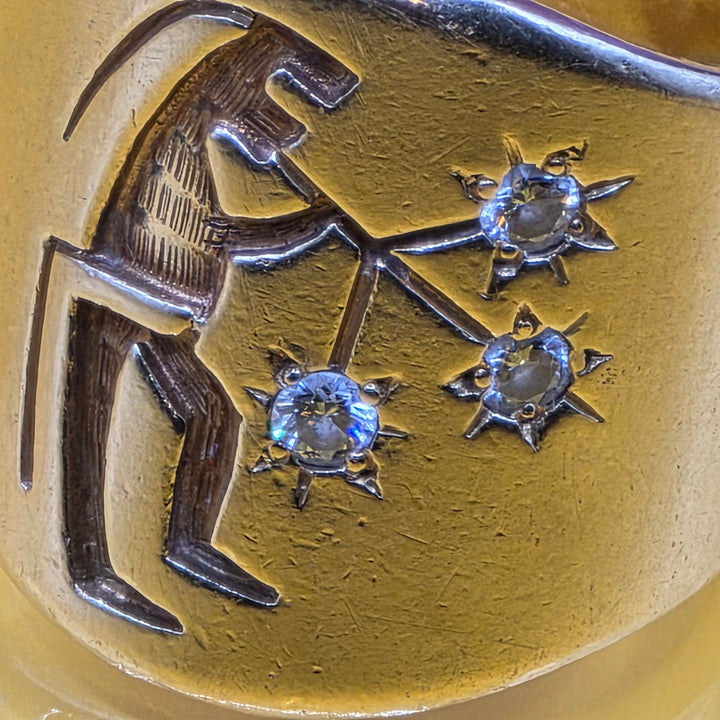 18K Gold & Diamond Kokopelli Wide Band Statement Ring