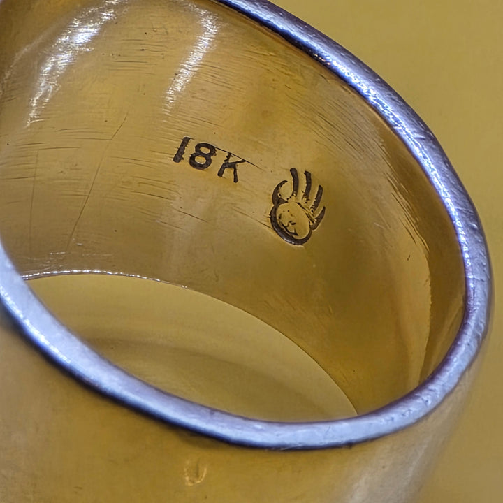 18K Gold & Diamond Kokopelli Wide Band Statement Ring