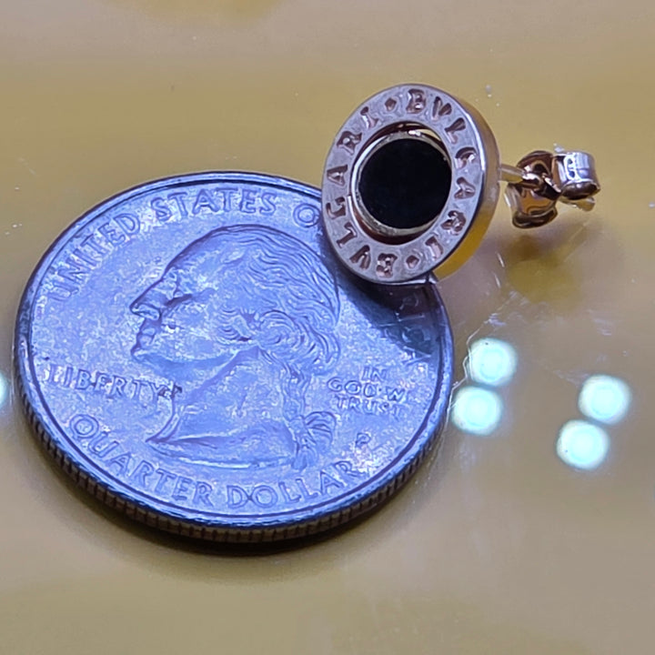 18K Rose Gold & Onyx Bvlgari Stud Earrings