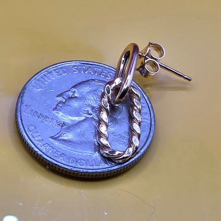 14K Gold Double Long Link Dangle Earrings