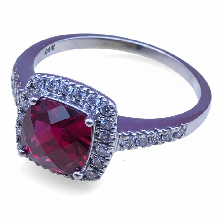 14K Gold, Red Ruby & Diamond Cocktail Ring