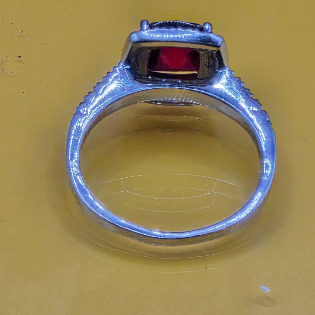 14K Gold, Red Ruby & Diamond Cocktail Ring
