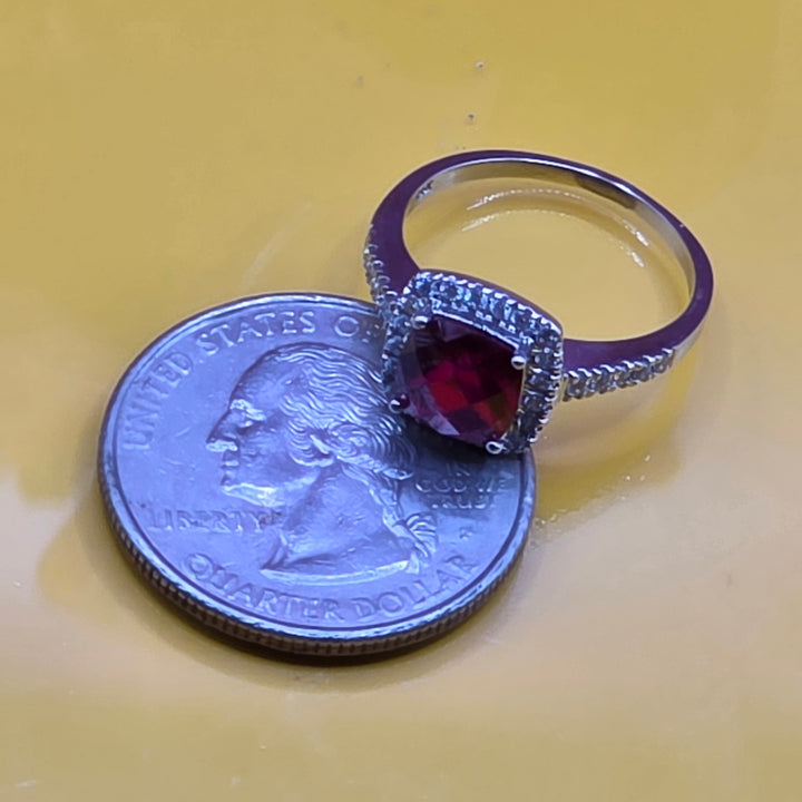 14K Gold, Red Ruby & Diamond Cocktail Ring