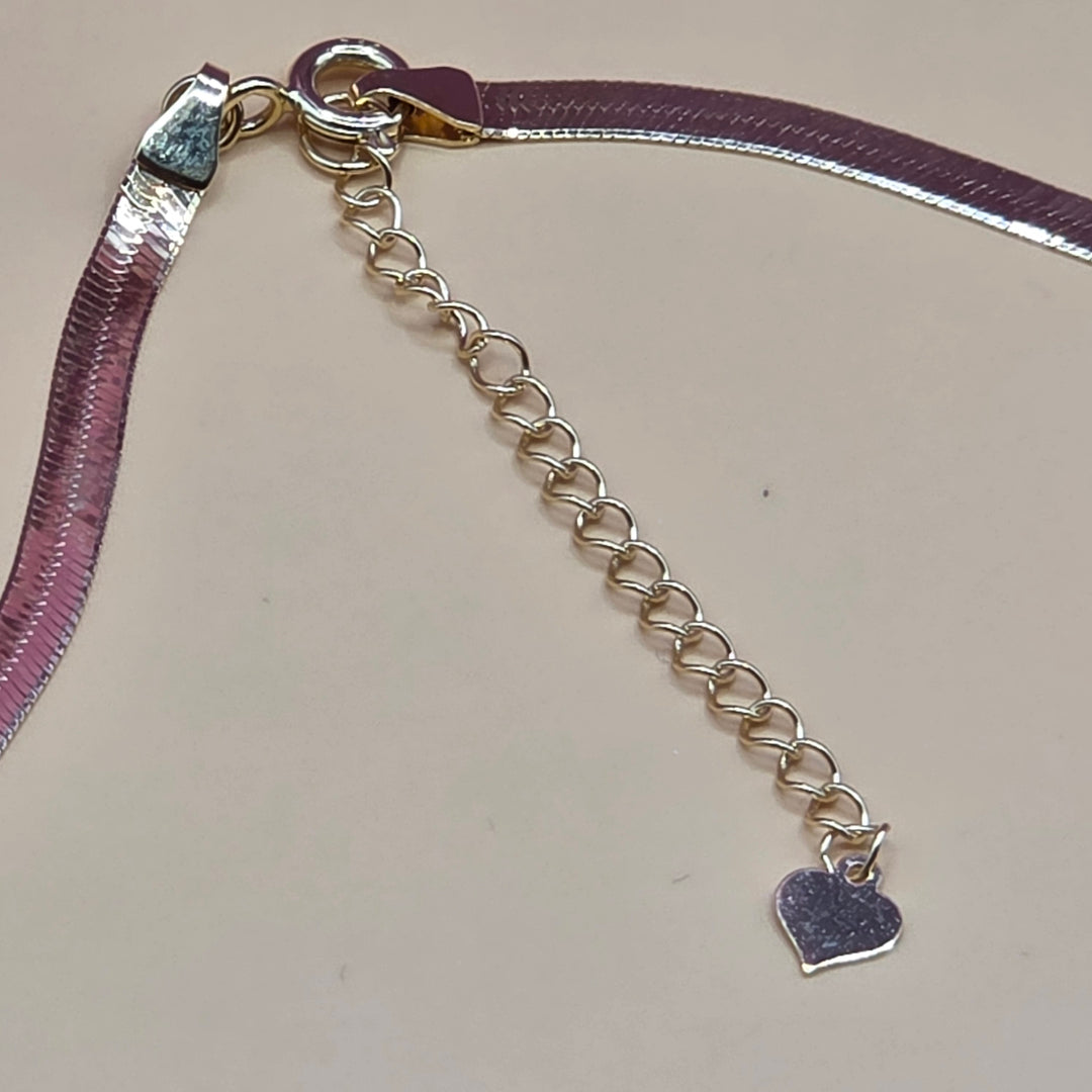 18K Gold Flat Herringbone Link Choker