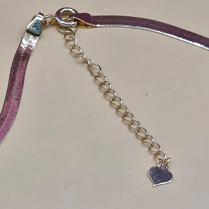 18K Gold Flat Herringbone Link Choker