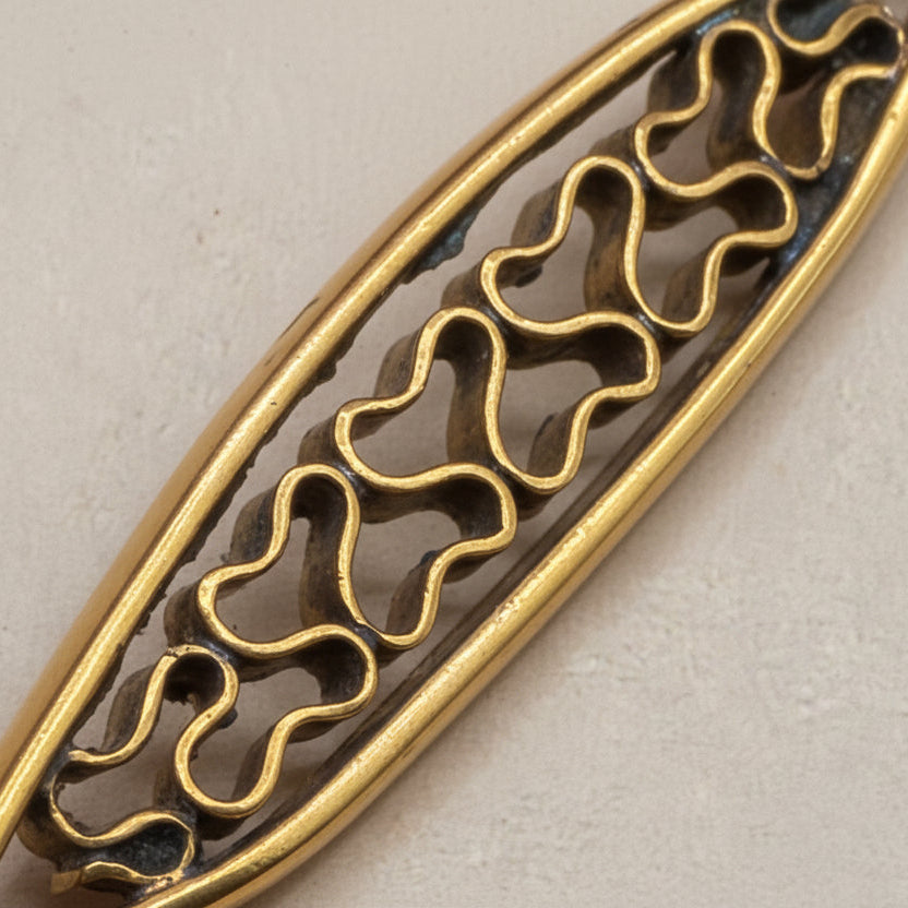 14K Gold Double Loop Necklace w Infinity Hearts Filigree Pendant