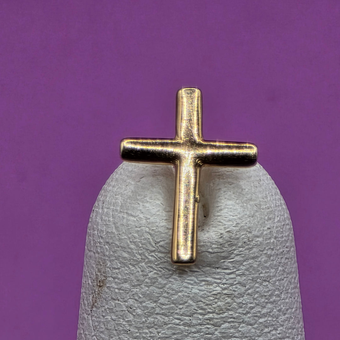 18K Gold Traditional Cross Stud Earrings