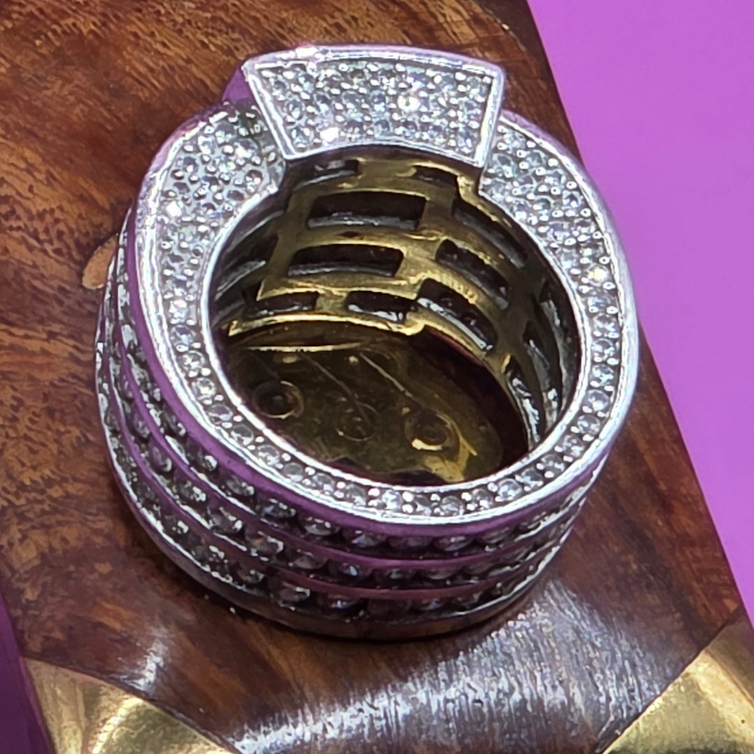 Sterling Silver & CZ Presidential Bling Statement Ring