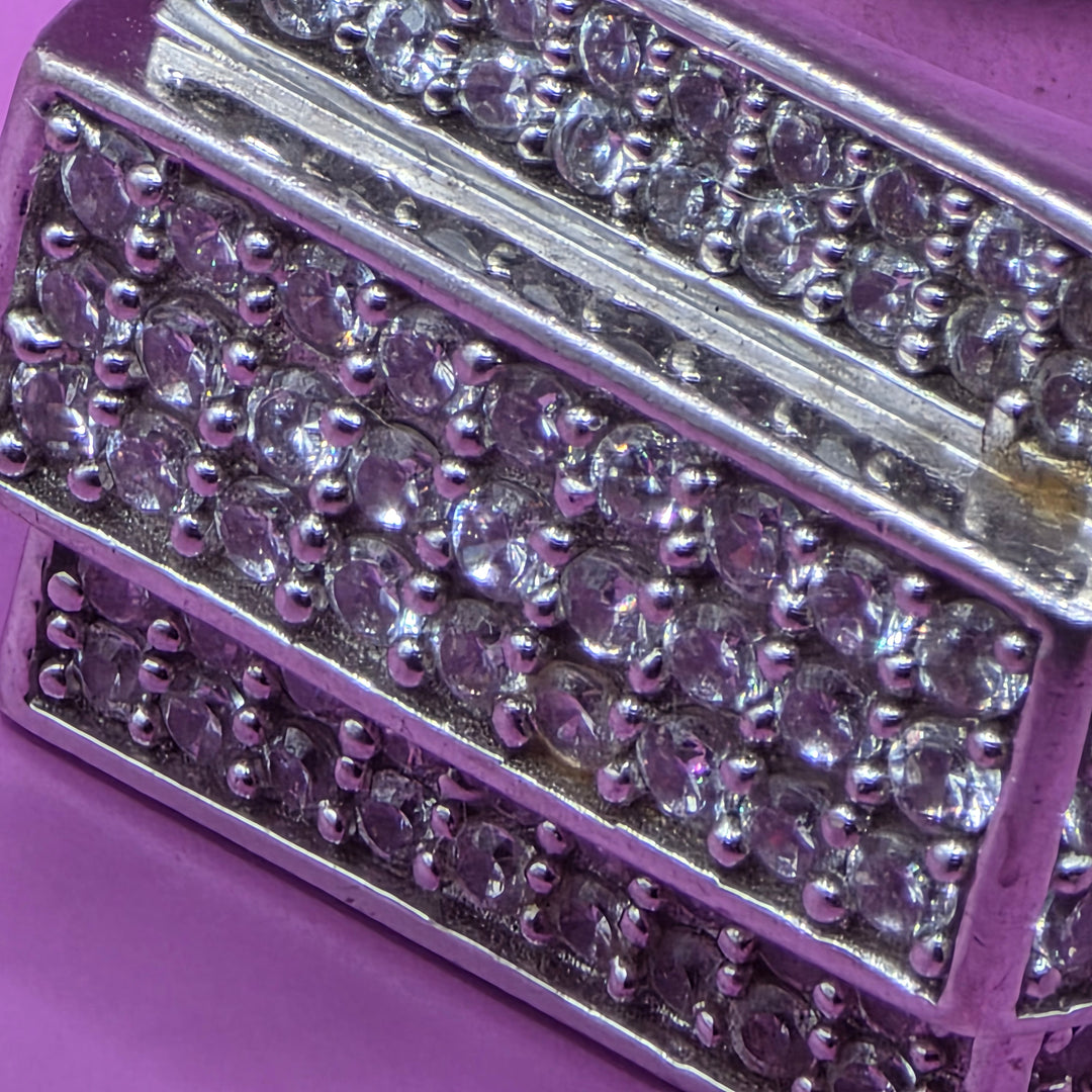 Sterling Silver & CZ Raised Track Statement Ring
