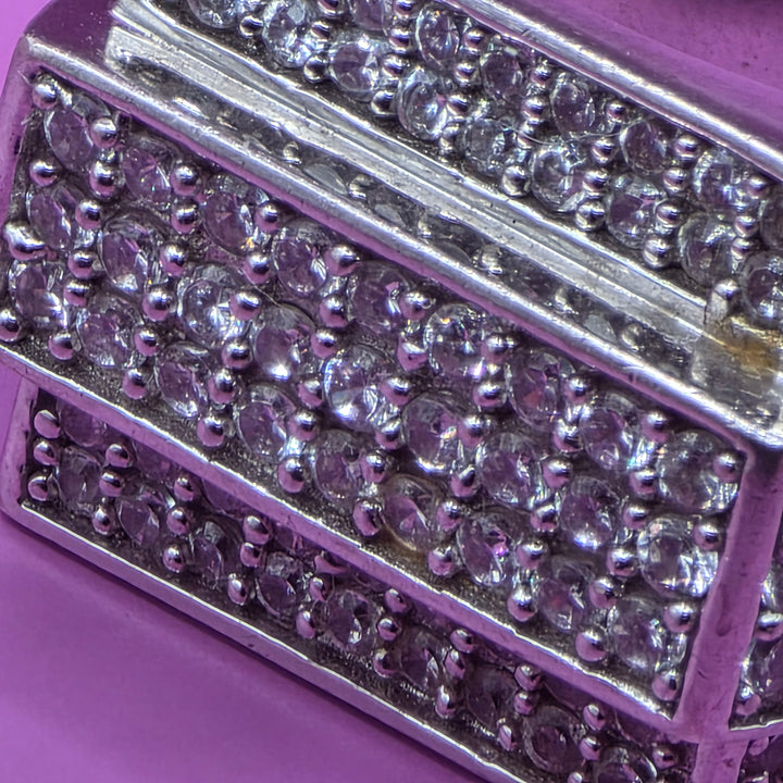 Sterling Silver & CZ Raised Track Statement Ring
