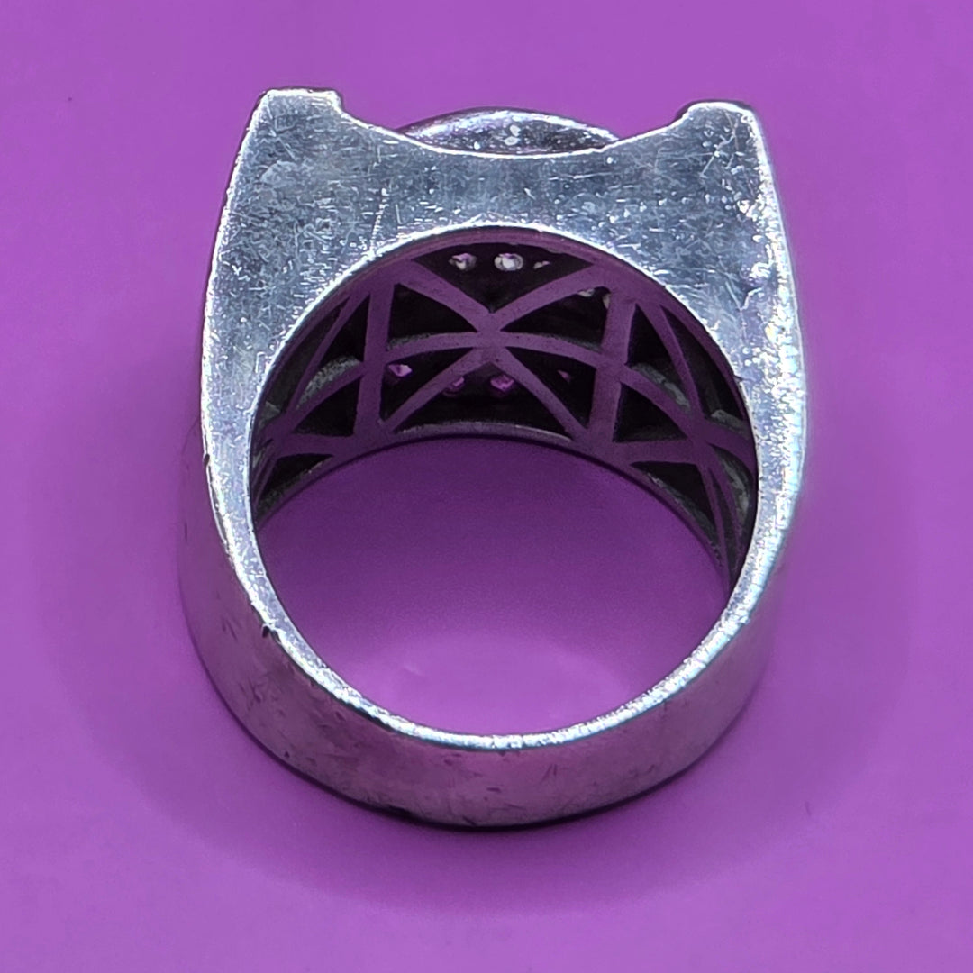 Men's Sterling Silver & CZ Arched Front Ring