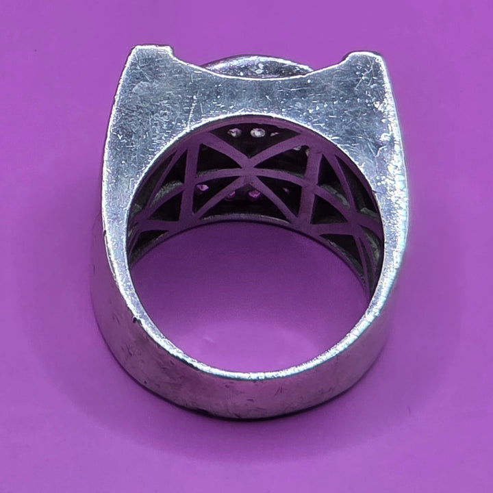Men's Sterling Silver & CZ Arched Front Ring