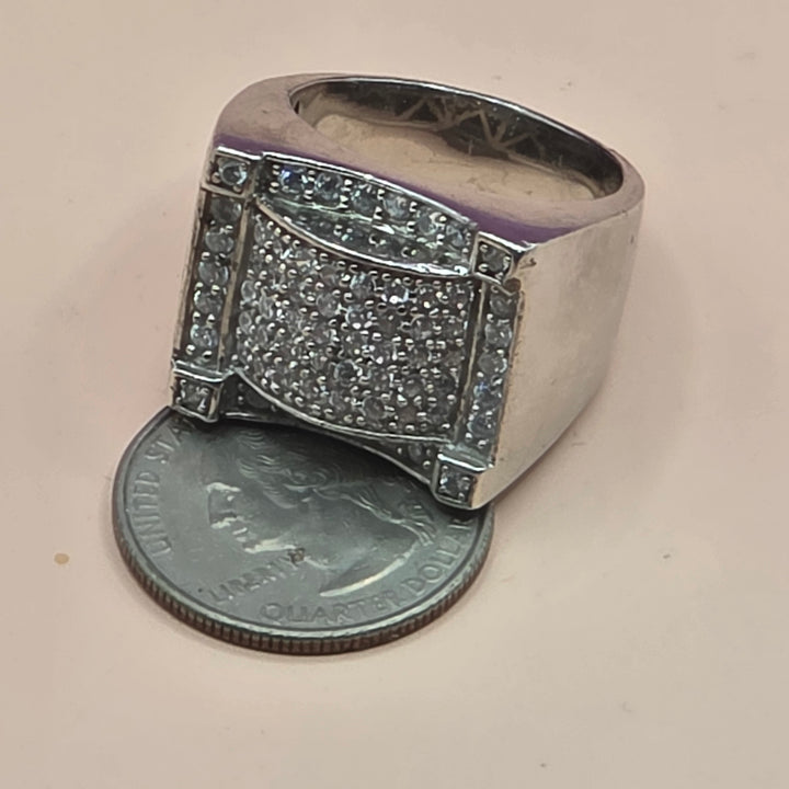 Men's Sterling Silver & CZ Arched Front Ring