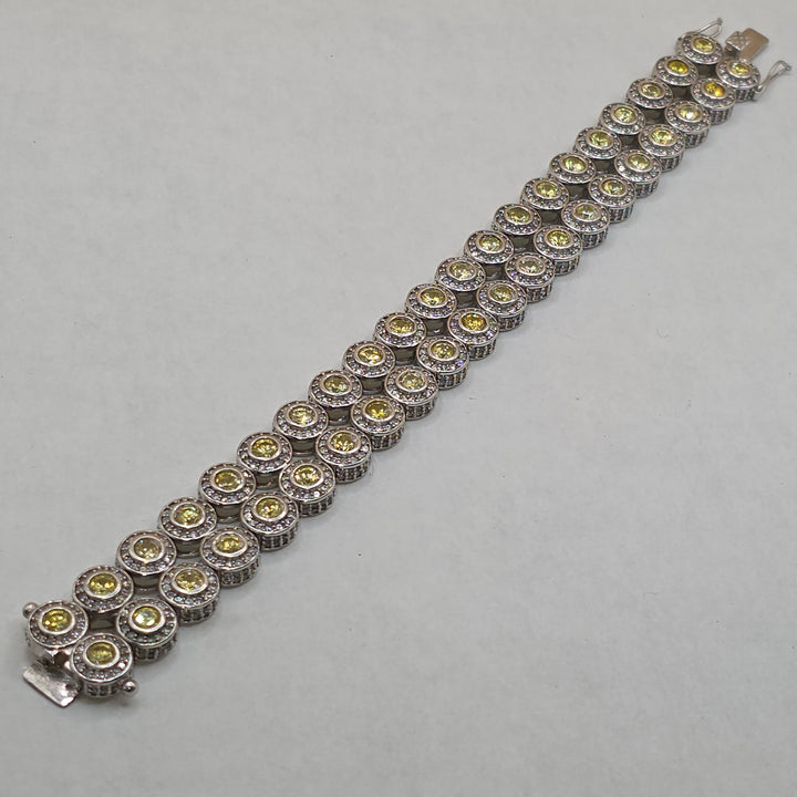 Sterling Silver Double Row Out Statement Bracelet