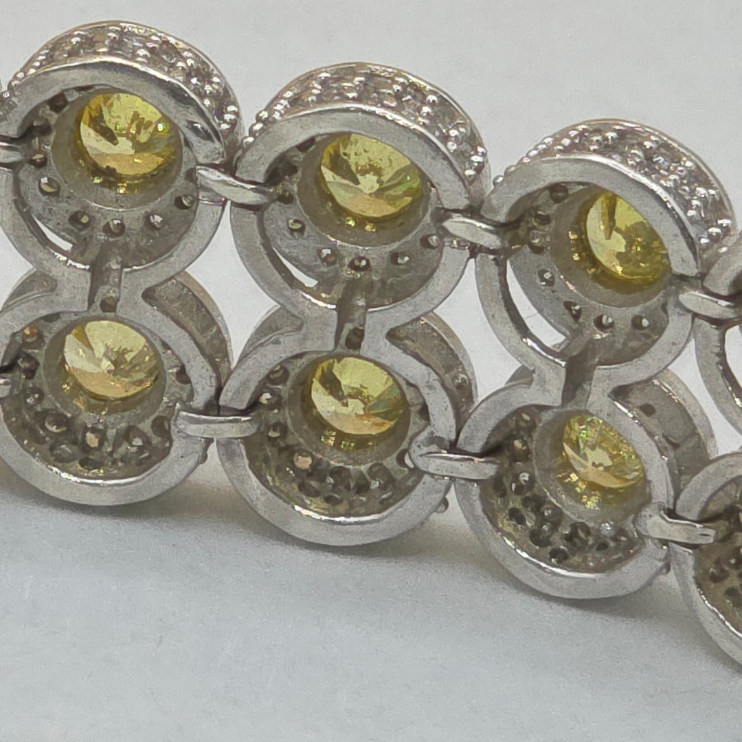 Sterling Silver Double Row Out Statement Bracelet