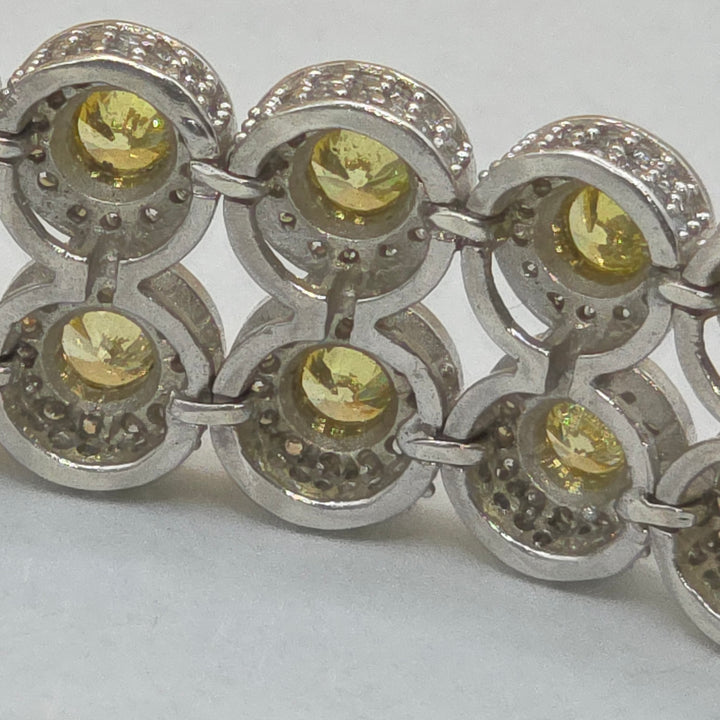 Sterling Silver Double Row Out Statement Bracelet