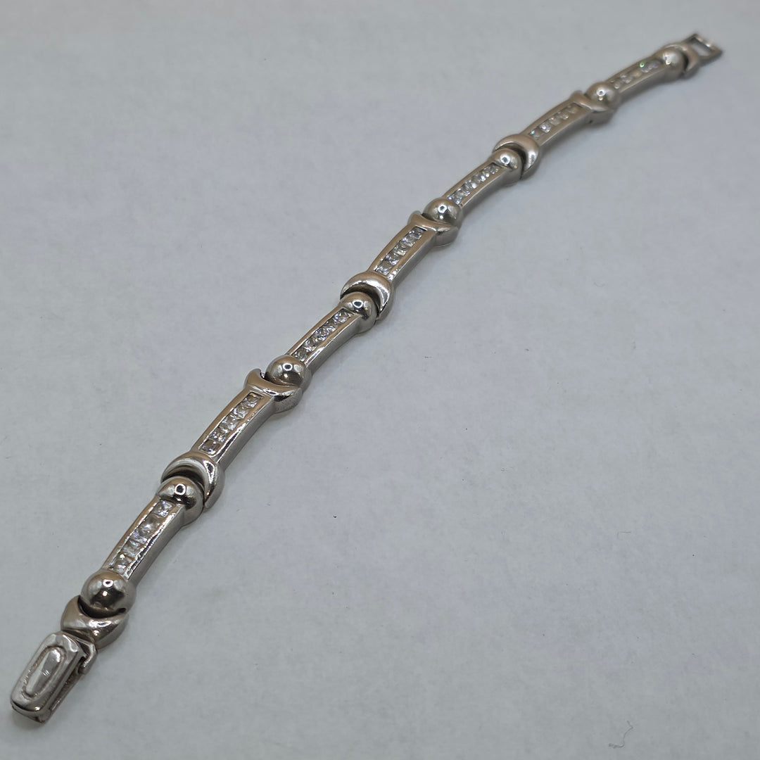 Sterling Silver Long Bar Statement Bracelet