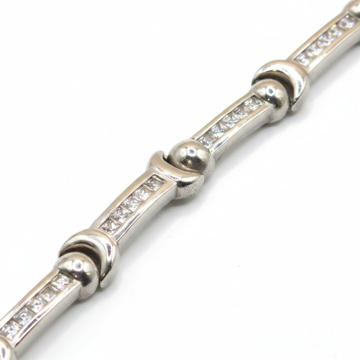 Sterling Silver Long Bar Statement Bracelet