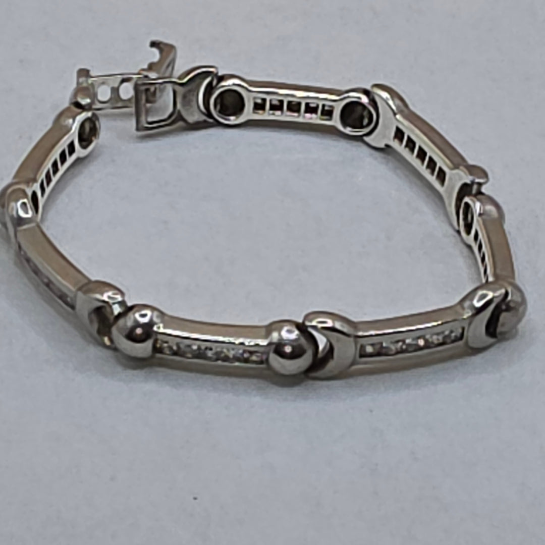 Sterling Silver Long Bar Statement Bracelet