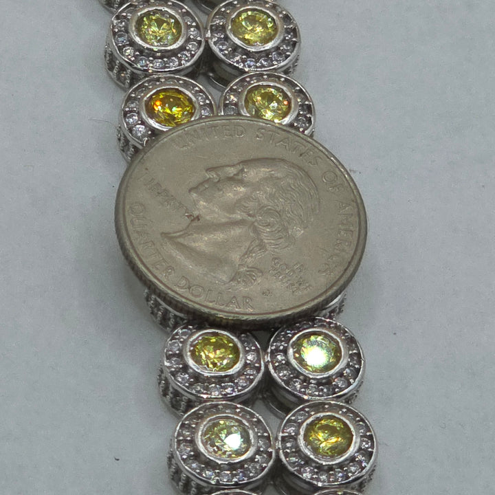Sterling Silver Double Row Out Statement Bracelet