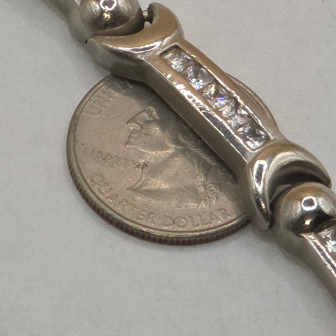 Sterling Silver Long Bar Statement Bracelet