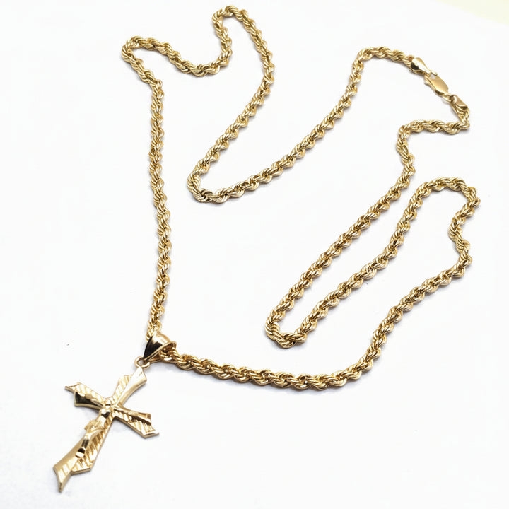 10K Gold Crucifix Rope Necklace