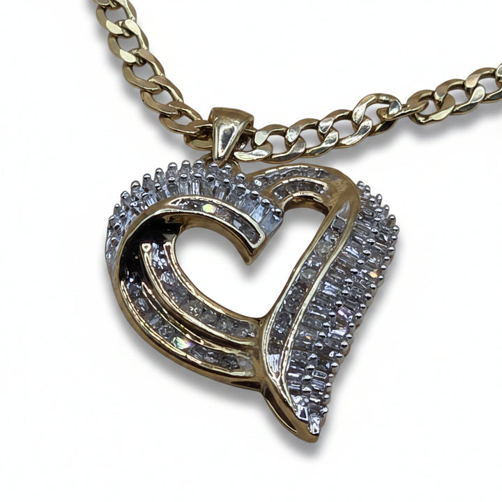 14K Gold & Diamond Asymmetrical Heart Necklace