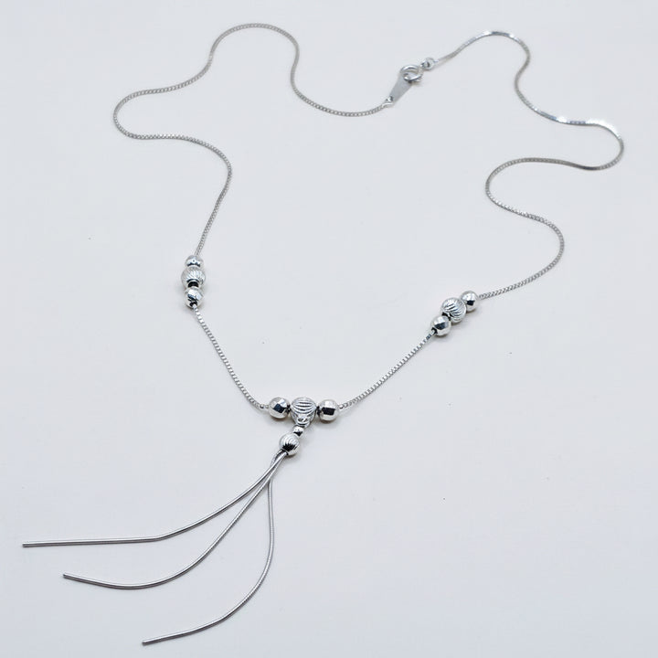18K White Gold Triple Drop, Triple Station Necklace