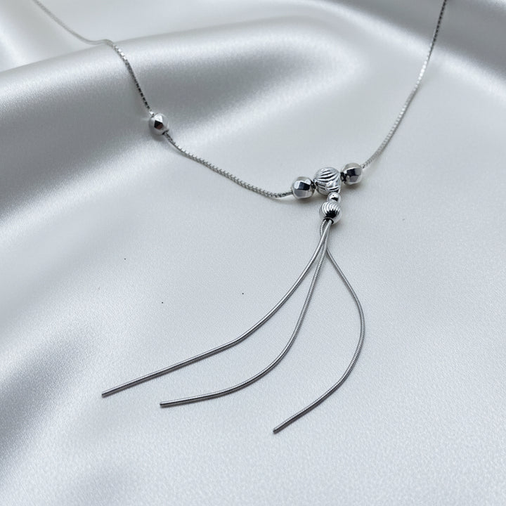 18K White Gold Triple Drop, Triple Station Necklace