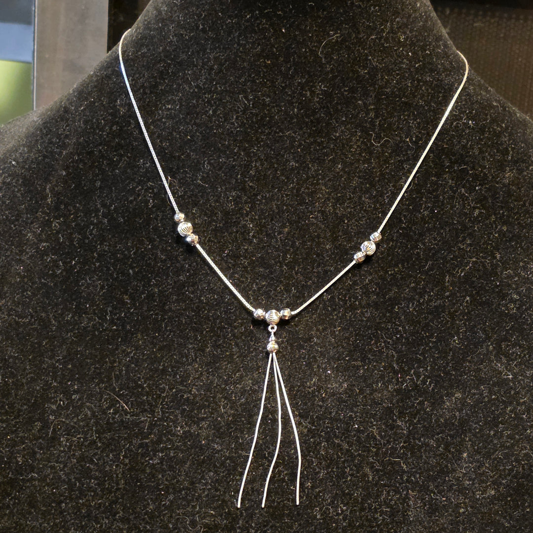 18K White Gold Triple Drop, Triple Station Necklace